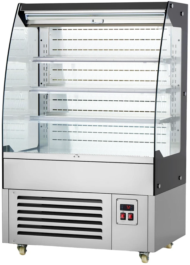 Main image of VEVOR Open Air Merchandiser, 5.4 cu. ft. 3-Tier Shelving Commercial Refrigerator, Grab and Go Fan Cooling Display Cooler, with LED Lighting, Night Curtain, Upright for Restaurants, Stores, Office