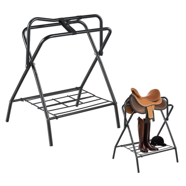 Alt view image 10 of 10 - VEVOR Folding Saddle Rack Freestanding Horse Saddle Stand for English Saddle
