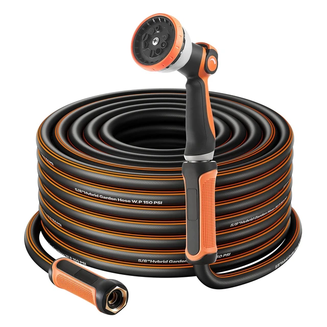 Alt view image 9 of 9 - Garden Hose, 200 ft 5/8" Heavy Duty Rubber Water Hose with 10 Mode Nozzle, 150PSI Working & 600PSI Burst, Flexible & Non-kink Outdoor Waterhose with 3/4" Fitting, Lightweight Hoses for Gardening