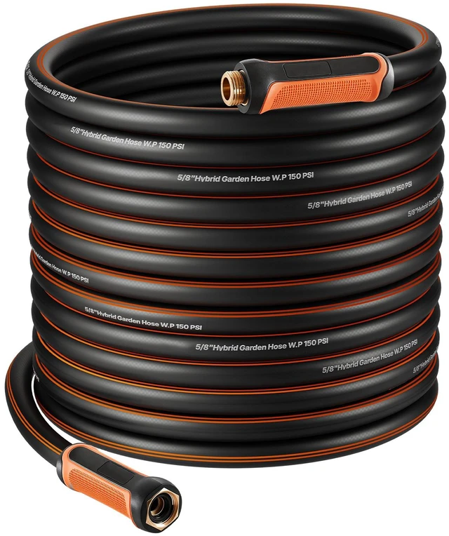 Alt view image 9 of 9 - Garden Hose, 100 ft 5/8" Heavy Duty 4-Layer Rubber Water Hose, 150PSI Working & 600PSI Burst, Flexible & Non-kink Outdoor Waterhose with 3/4" Fitting, Lightweight Hoses for Gardening Cleaning