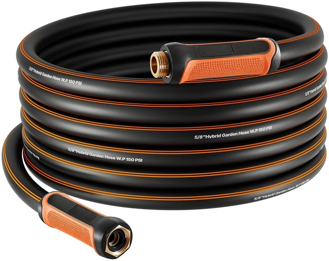 Alt view image 9 of 9 - Garden Hose, 50 ft 5/8" Heavy Duty 4-Layer Rubber Water Hose, 150PSI Working & 600PSI Burst, Flexible & Non-kink Outdoor Waterhose with 3/4" Fitting, Lightweight Hoses for Gardening Cleaning