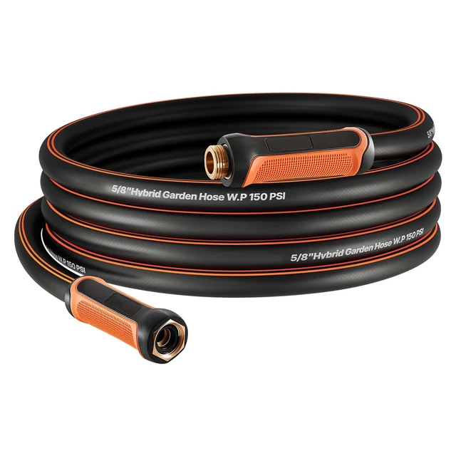 Alt view image 9 of 9 - Garden Hose, 25 ft 5/8" Heavy Duty 4-Layer Rubber Water Hose, 150PSI Working & 600PSI Burst, Flexible & Non-kink Outdoor Waterhose with 3/4" Fitting, Lightweight Hoses for Gardening Cleaning