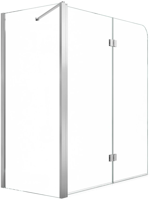 Main image of VEVOR Bathtub Shower Door 27.5"/47"W x 55"H Semi-Frameless Bi-Fold Tub Door, 1/4" Clear Tempered Glass, Easy-Clean Nano Coating, 180° Folding, 1 Fixed and 2 Foldable Panels, for Bathroom Tub, Silver