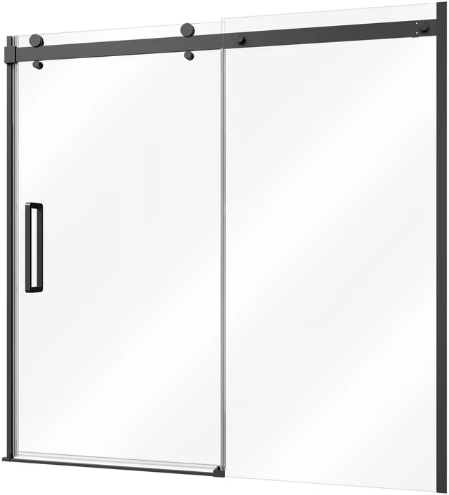 Main image of VEVOR Bathtub Shower Door 60" W x 60" H Semi-Frameless Sliding Door Black, 5/16" Thick Clear Tempered Glass, Sliding Tub Shower Door with 2 Stainless Steel Handles, Nano Coating, for Bathroom Tubs