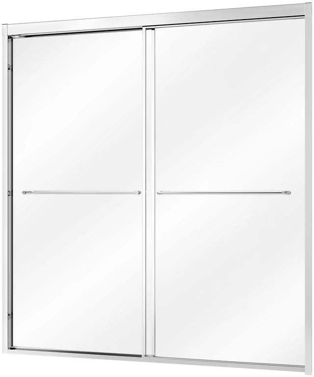 Main image of VEVOR Bathtub Shower Door 60" W x 60" H Semi-Frameless Bypass Sliding Doors, 1/4" Clear Tempered Glass, Aluminum Slim Frame, Double Sliding Tub Shower Doors with 2 Stainless Steel Handles, Silver