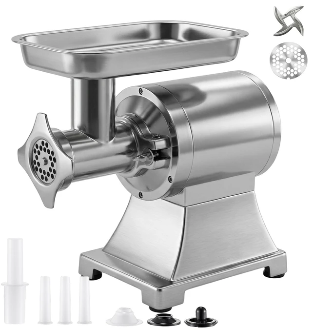 Main image of VEVOR Commercial Meat Grinder, 9.2 Lbs/Min Capacity, #12 Electric Meat Mincer with 2 Plates, 3 Sausage Stuffing Tubes & Kibbe Kit, 750W/1HP Sausage Maker for Home Kitchens & Restaurants, ETL Listed