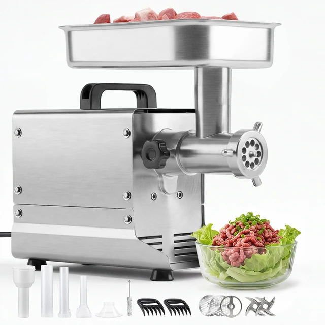 Alt view image 8 of 8 - VEVOR Commercial Meat Grinder, 5 Lbs/Min Capacity, #5 Electric Meat Mincer with 3 Plates, 3 Sausage Stuffing Tubes, 350W/0.5HP Stainless Steel Sausage Maker for Home Kitchens & Restaurants, ETL Listed