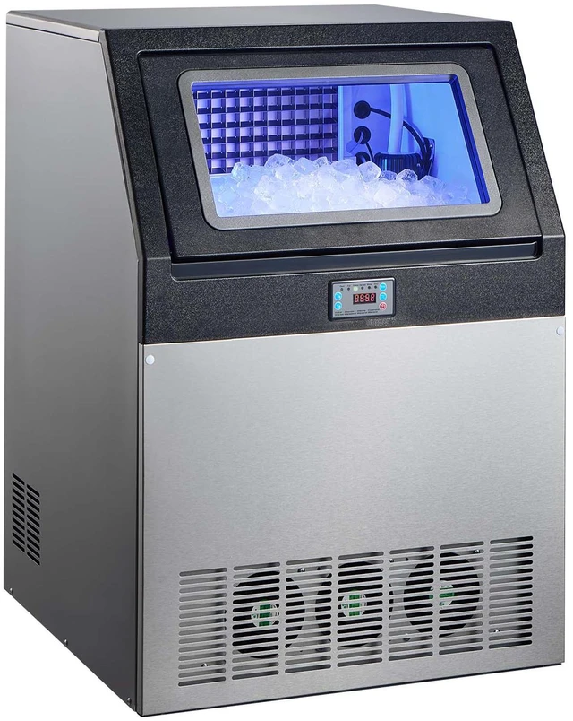 Main image of VEVOR Commercial Ice Maker Machine, 360 lbs/24h with 55-85 lbs Storage Capacity, Built-in/Freestanding/Under Counter, Stainless Steel Ice Maker with LED Display & Self-Cleaning, Home Bar Restaurant