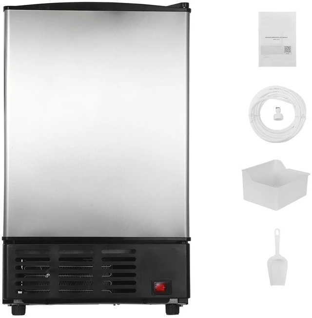 Alt view image 8 of 8 - VEVOR 15" W Under Counter Ice Maker, 15 LBS/Day Crescent Ice Maker Built-in with 11LBS Storage Bin & Reversible Door, Freestanding Ice-Making Machine for Commercial Home Kitchens - No Drain Required