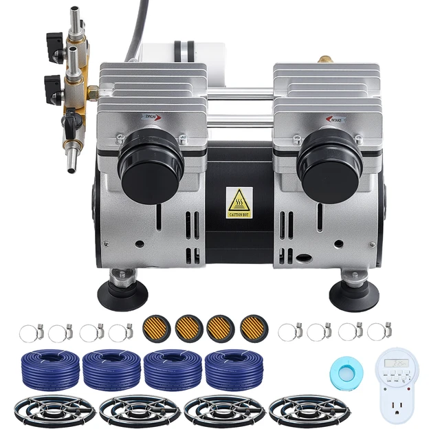 Alt view image 2 of 2 - Vevor Pond Aerators, 6.7CFM Aeration System for Lakes up to 3 Acres, 1 HP Air Compressor, 4 Diffusers & Four 100' Weighted Tubing, Outdoor Pond Aeration Pump for Deep Water Oxygen Circulation