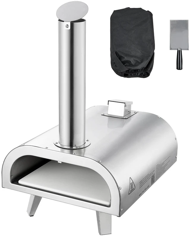 Alt view image 9 of 9 - VEVOR Pizza Oven Outdoor, 12" Pellet Pizza Oven, Portable Pizza-Stove with Built-in Thermometer, Wood Fired Stainless Steel Pizza-Maker, for Backyard, Camping, Pizza-Stone, Shovel, Carry Bag, Silver