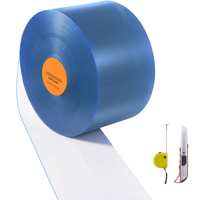Alt view image 2 of 2 - Vevor Strip Curtain, 164' Length x 8" Width x 0.08" Thickness, Clear PVC Smooth Curtain Strip Door Bulk Roll, Plastic Door Strips for Doorways of Supermarket, Garage, Warehouse, Barn, Pet Animal House