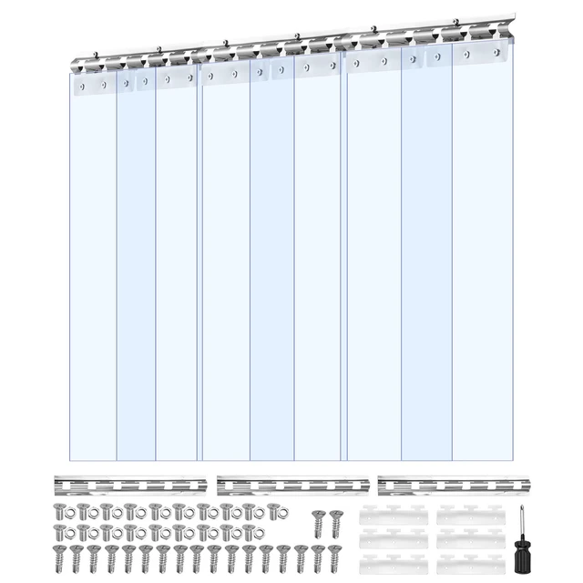 Alt view image 2 of 2 - VEVOR Clear PVC Strip Curtain, 84 in Height x 36 in Width x 0.08 in Thickness, 6 PCS Walk in Freezer Cooler Curtain Strips, Smooth Waterproof Plastic Door Strips for Warehouse, Freezer, Garage Doors