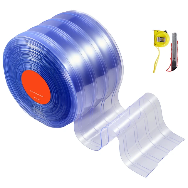 Alt view image 2 of 2 - Vevor Clear PVC Strip Curtain, 75 ft Length x 8 in Width, Ribbed Plastic Door Strip Bulk Roll, Walk in Freezer Cooler Curtain Strips for Doorways of Supermarket, Garage, Warehouse, Pet Animal House