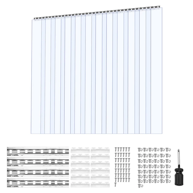 Alt view image 2 of 2 - VEVOR Clear PVC Strip Curtain, 96 in Height x 84 in Width x 0.08 in Thickness, 14 PCS Walk in Freezer Cooler Curtain Strips, Smooth Waterproof Plastic Door Strips for Warehouse, Freezer, Garage Doors