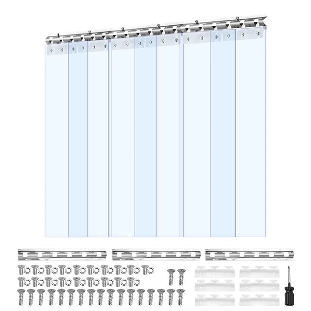 Alt view image 2 of 2 - VEVOR Clear PVC Strip Curtain, 80 in Height x 36 in Width x 0.08 in Thickness, 6 PCS Walk in Freezer Cooler Curtain Strips, Smooth Waterproof Plastic Door Strips for Warehouse, Freezer, Garage Doors