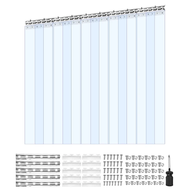 Alt view image 2 of 2 - VEVOR Clear PVC Strip Curtain, 96 in Height x 60 in Width x 0.08 in Thickness, 10 PCS Walk in Freezer Cooler Curtain Strips, Smooth Waterproof Plastic Door Strips for Warehouse, Freezer, Garage Doors