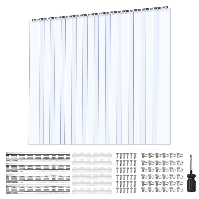 Alt view image 2 of 2 - VEVOR Clear PVC Strip Curtain, 84 in Height x 72 in Width x 0.08 in Thickness, 12 PCS Walk in Freezer Cooler Curtain Strips, Smooth Waterproof Plastic Door Strips for Warehouse, Freezer, Garage Doors