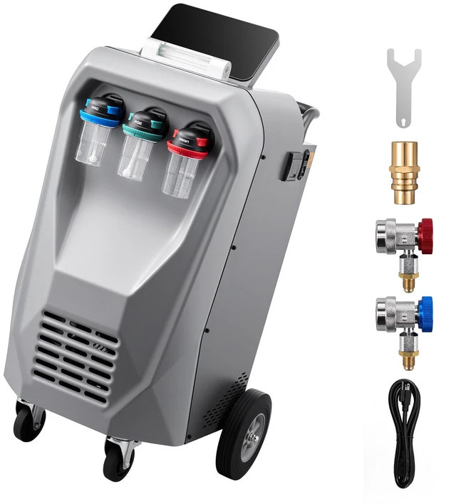 Alt view image 8 of 8 - VEVOR Fully Automatic Refrigerant Recovery Machine for R134a, 98.5% Accuracy, 10.1-Inch Touch Screen, AC Recovery, Vacuum, Recharging and Flushing for Standard & High Voltage Automotive A/C Systems