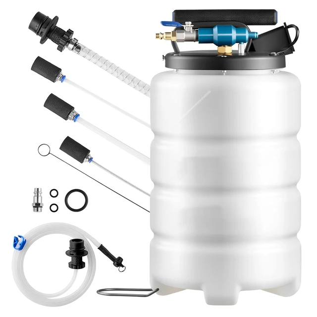 Alt view image 8 of 8 - VEVOR Fluid Extractor, 9.5 L Capacity, Pneumatic/Manual Vacuum Oil Extractor Pump with 59 in Long Horse & Three 47 in Extension Tubes, Oil Change Pump with PE Tank for Cars, Lawn Mowers, Boats