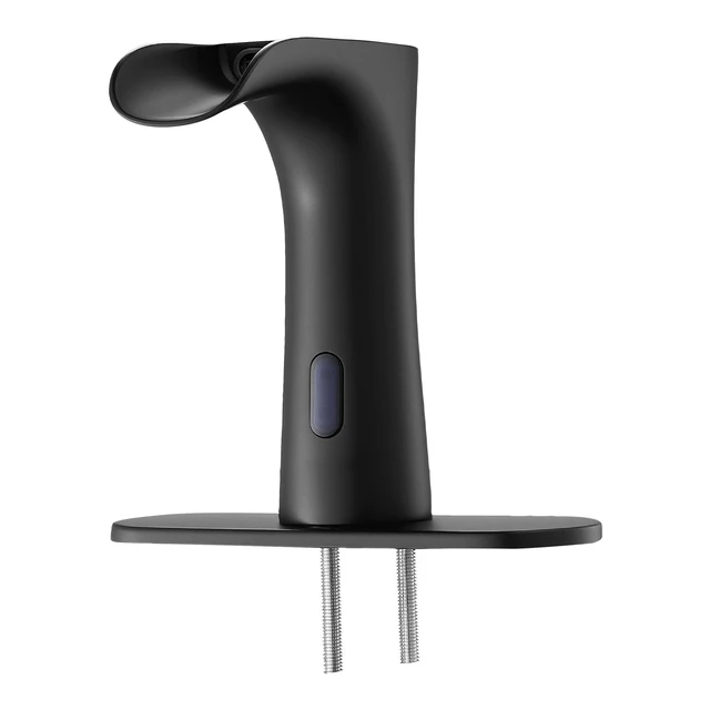 Alt view image 9 of 9 - VEVOR Touchless Bathroom Sink Faucet Waterfall Hot/Cold Matte Black 9/16 Pipe