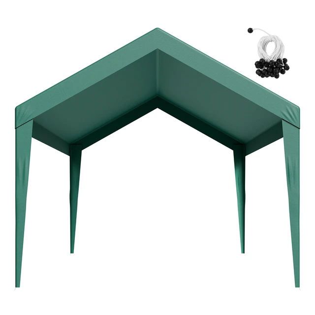 Alt view image 9 of 9 - VEVOR Carport Replacement Canopy, 10 x 20 ft Potable Garage Tent Top Tarp, UV-Resistant & Waterproof Car Shelter Tarp, Heavy Duty Car Port Cover with Ball Buggees, Dark Green, Frame Not Included