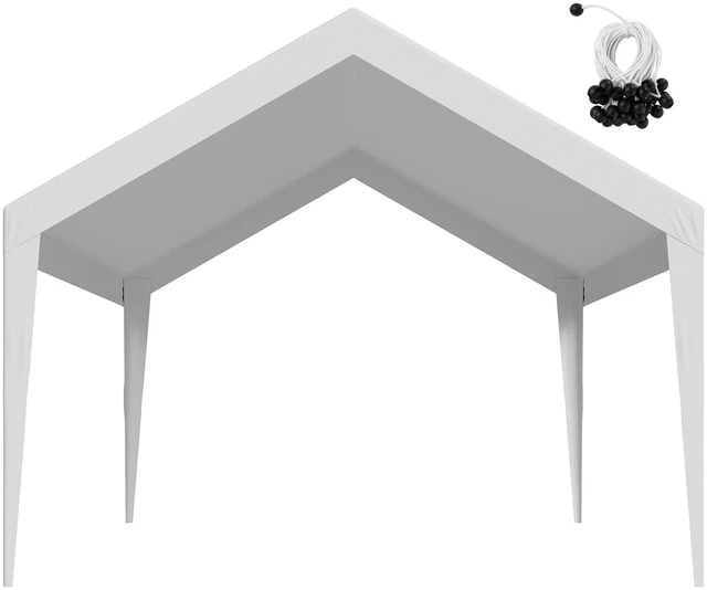 Alt view image 9 of 9 - VEVOR Carport Replacement Canopy, 12 x 20 ft Potable Garage Tent Top Tarp, UV-Resistant & Waterproof Car Shelter Tarp, Heavy Duty Car Port Cover with Ball Buggees, White, Frame Not Included