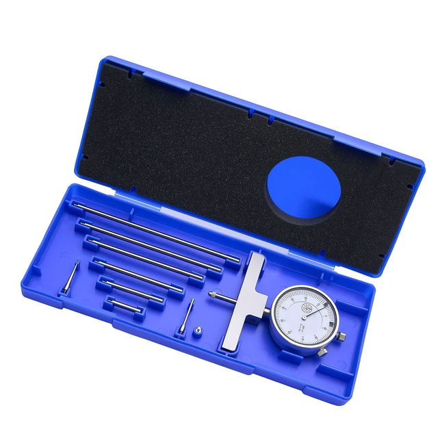 Alt view image 8 of 8 - VEVOR Depth Gauge, Depth Micrometer 0-22 inch Measuring Range, 0.001" Resolution, with 4 Anvils & 6 Standard Rods, Precision Easy to Read Mechanical Tool for Measuring Groove, Step, Hole