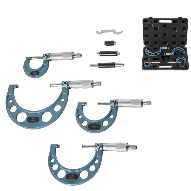 Alt view image 8 of 8 - VEVOR 4 PCS Micrometer Set, 0-1"/1-2"/2-3"/3-4" Machinist Outside Micrometer, Ultra-Precision 0.0001 Accuracy, Professional Machinist Tools with Protective Case, for Metalworking & Engineering