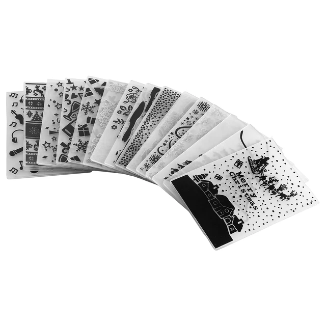 Alt view image 8 of 8 - VEVOR Embossing Folders, 15 Pieces, 4.13 x 5.83 in, Background Embossed Plates for VEVOR Die Cutting and Embossing Machine, PP Plastic Embossed Stencil Template for Scrapbooking and Card Making