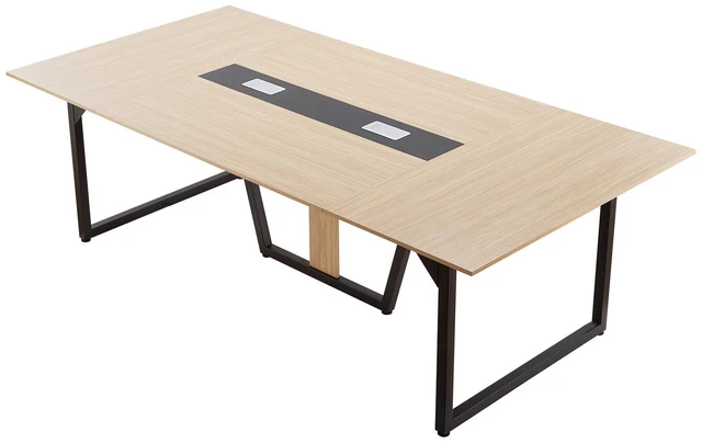 Alt view image 9 of 9 - VEVOR Conference Table, 8 ft Office Meeting Table for 10 Person, Modern Rectangle Seminar Desk with Metal Legs, Large Meeting Desk Ideal for Office, Boardroom, Conference Room, Easy Assembly, Brown