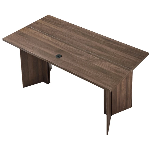 Alt view image 9 of 9 - 63 in Executive Desk, Large Modern Rectangle Office Table, Heavy Duty Wooden Executive Table with Cable Connection Hole, 250 LBS Load Capacity, Easy Assembly, for Work Study Writing, Walnut