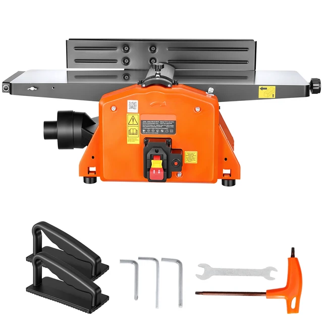 Alt view image 8 of 8 - VEVOR Spiral Benchtop Jointer, 8 Inch, 2 HP 8500 RPM Bench Top Wood Jointer, with 18-Blade Spiral Cutterhead, Extendable Cast Aluminum Table, Up to 1/8 in Depth, Adjustable Fence, for Woodworking DIY