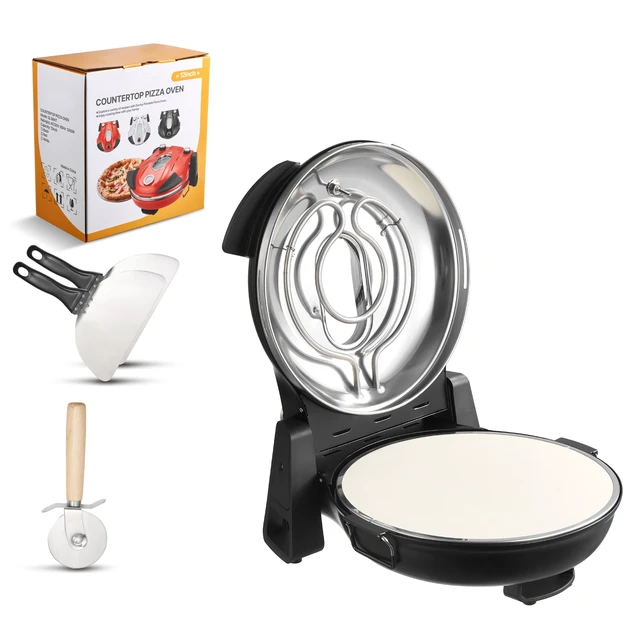 Alt view image 9 of 9 - VEVOR Pizza Oven, 12 in Electric Pizza Maker, 1200W Electric Pizzas Cooker with Cordierite Stone, 5-Mode Temperature Control, Viewing Window for Precise Cooking, Heats up to 788 F, for Home (Black)