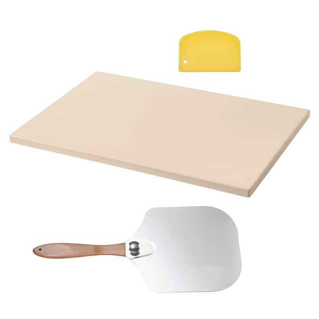 Alt view image 10 of 10 - VEVOR Pizza Stone, 20 x 14 x 0.6 in Rectangular Cordierite Pizza Stone, 1450 Heat-Resistant Cook Stone, Extra Large Baking-Stone with Metal Peel, Scraper, for Kitchen Bake Oven, BBQ Grill