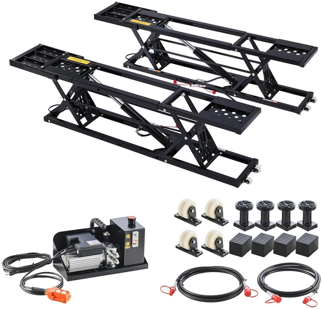 Main image of VEVOR Portable Car Lift, 9000 lbs Capacity, Heavy Duty Steel Truck Lift with 28" Max Height, 120V Power Unit, Wheels, 4 Rubber Pads & 4 Lifting Columns for Cars, SUVs, Trucks, Home Garage or Shop Use