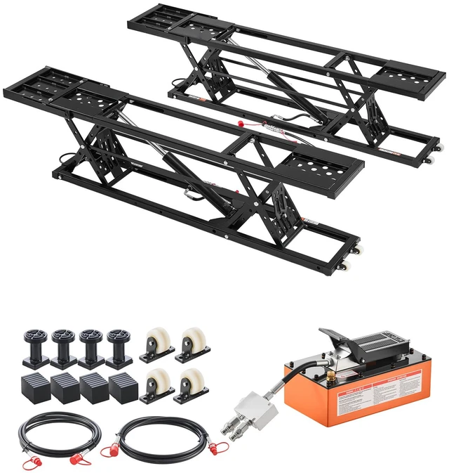 Main image of VEVOR Portable Car Lift, 5000 lbs Capacity, Heavy Duty Quick Lift with 25.6" Max Height, Pneumatic Pump, Wheels, 4 Rubber Pads & 4 Lifting Columns for Cars, Compact SUVs, Mini Trucks, Garage or Shop