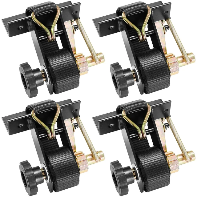 Alt view image 9 of 9 - Ladder Rack Ratchet Straps, Black Square Tube Mount, 1.5 in Wide x 7.4 ft Long Black Ladder Rack Straps with Double J-Hooks, 500 lbs Load Heavy Duty, Cargo Buckle Lock Strap (4 Pack)