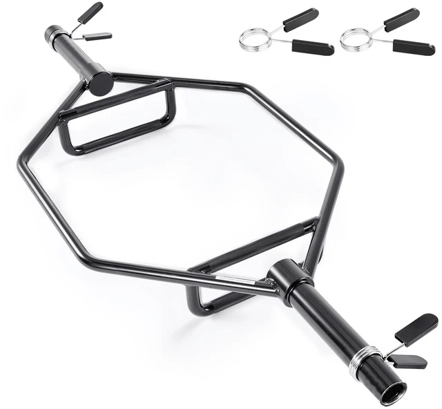 Alt view image 2 of 2 - Trap Bar Hex Bar Barbell Weightlifting for Squat Shrug Deadlift 2in Knurled Grip