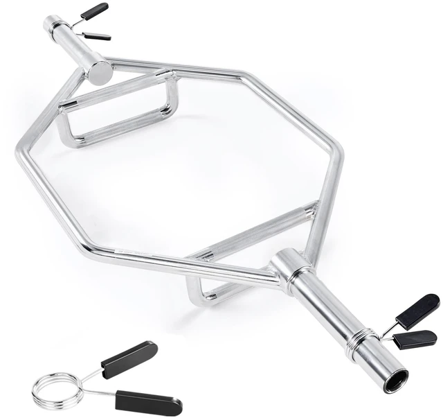 Alt view image 2 of 2 - Trap Bar Hex Bar Barbell Weightlifting for Squat Shrug Deadlift 2in Knurled Grip