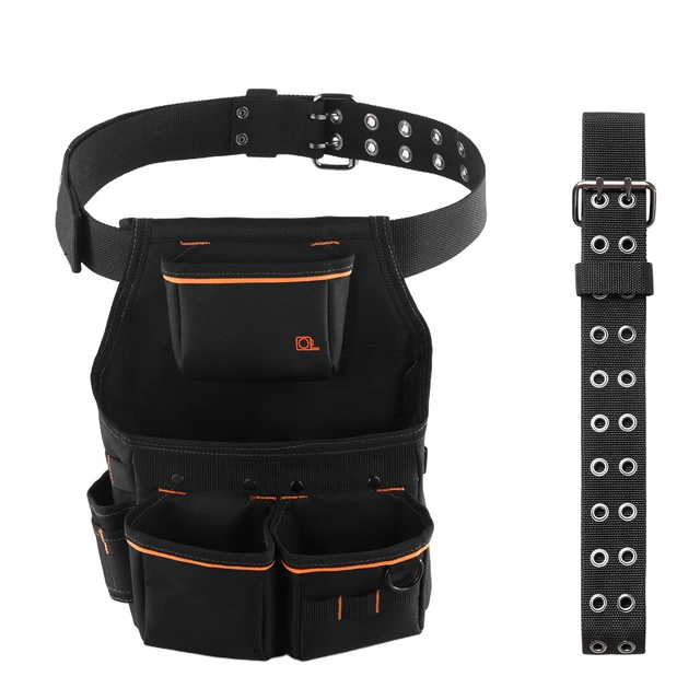 Alt view image 9 of 9 - Tool Pouch with Belt, 14 Pockets Professional Tool Belt Pouch for Men, Heavy Duty Detachable Adjustable Utility Work Bag for Electrician, Carpenter, Construction, Adjusts Waist 32 to 50 Inches