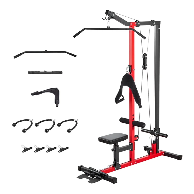 Alt view image 8 of 8 - VEVOR LAT Pull Down Machine, 3-in-1 Row Cable Machine, Cable Machines Home Gym with 3-Level Adjustable Seat, 4-Level Adjustable Foam Roller, Load 400 lbs Lat Tower for Back, Chest, Tricep, Black