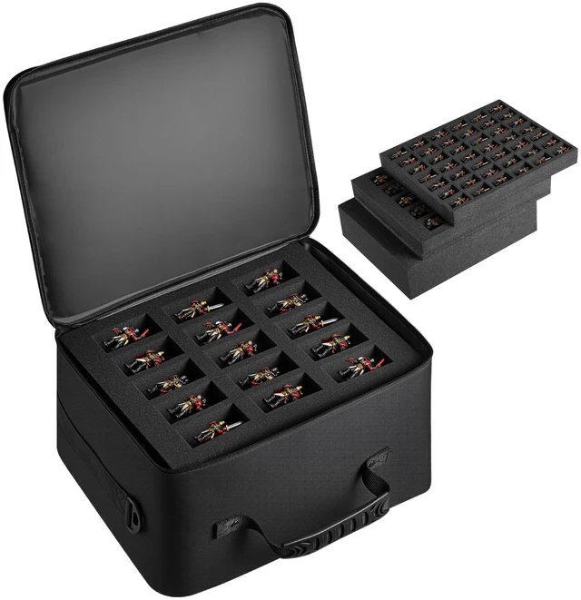Alt view image 2 of 2 - Miniature Storage Carrying Figure Bag, Fits for 1:500-1:750 Scale Models, Miniature Transport Bag with Adjustable Shoulder Strap, 3 Foam Layers for Large Storage Capacity (Minis Not Included)