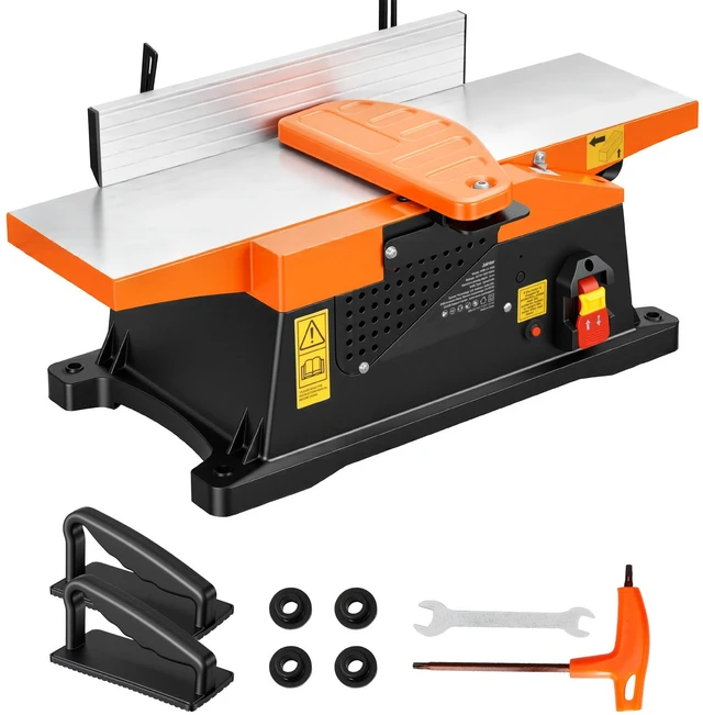Alt view image 2 of 2 - Spiral Benchtop Jointer, 6 in, 2 HP 12000 RPM Bench Top Wood Jointer, with 12-Blade Spiral Cutterhead, Up to 1/8 in Depth, Adjustable Fence, 6 x 23 in Cast Aluminum Table, for Woodworking DIY