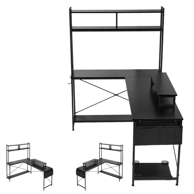 Alt view image 8 of 8 - VEVOR L-Shaped Computer Desk, 67-inch Reversible Corner Gaming Desk with Monitor Stand & Movable CPU Stand, Modern Stylish PC Table Sturdy Work Workstation for Home Office - Easy to Assembly