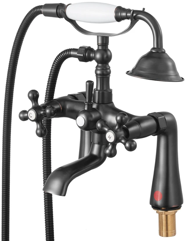 Alt view image 9 of 9 - VEVOR Clawfoot Tub Faucet, Deck Mount Bathtub Faucets with Handheld Shower, Vintage Oil-Rubbed Bronze Clawfoot Tub Filler Faucet Shower Kit with 360° Rotation Spout & 59-inch Long Hose for Bathtubs