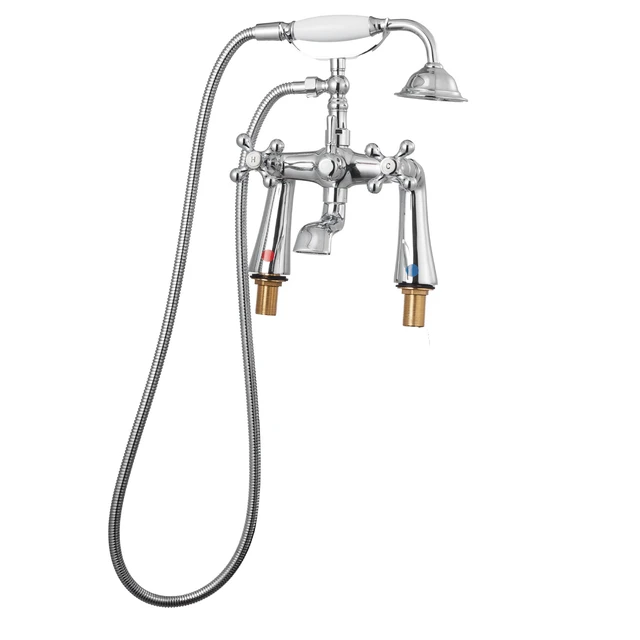 Alt view image 9 of 9 - VEVOR Clawfoot Tub Faucet, Deck Mount Bathtub Faucets with Handheld Shower, Vintage Polished Chrome Clawfoot Tub Filler Faucet Shower Kit with 360° Rotation Spout & 59-inch Long Hose for Bathtubs