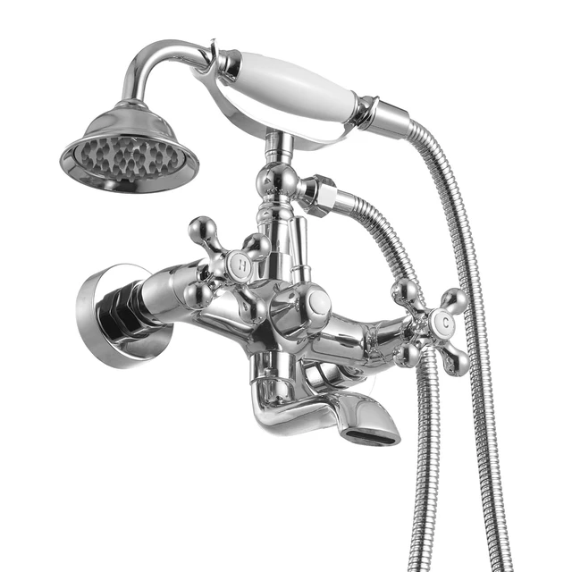Alt view image 9 of 9 - VEVOR Clawfoot Tub Faucet, Wall Mount Bathtub Faucets with Handheld Shower, Vintage Polished Chrome Clawfoot Tub Filler Faucet Shower Kit with Adjustable Swing Arms & 360° Rotation Spout for Bathtubs