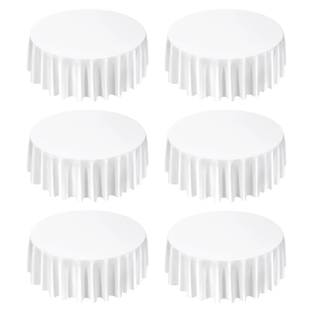 Alt view image 9 of 9 - VEVOR White Round Tablecloths 6 Pack, 120 Inches in Diameter, Stain- & Wrinkle- Resistant, Machine Washable Table Clothes, Polyester Fabric Table Covers for Wedding, Party, Banquet, Formal Events