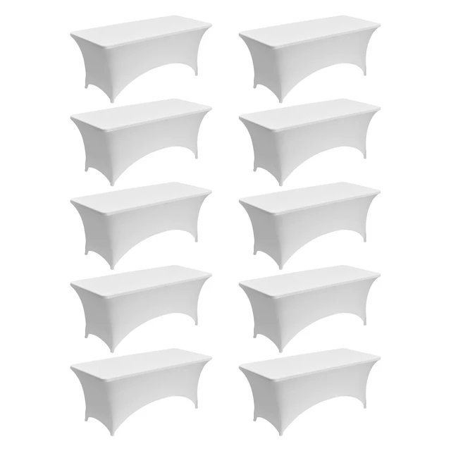 Alt view image 9 of 9 - VEVOR 10 Pack Table Cloth for 6FT Rectangular Fitted Events, Wrinkle-Resistant Stretch White Table Covers, Washable Spandex Tablecloth Protector, for Party, Wedding, Cocktail, Banquet, Festival